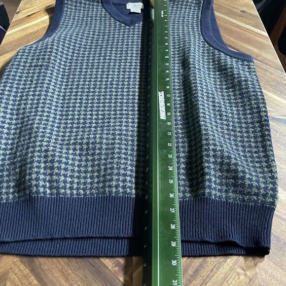 LL Bean Sweater Vest Houndstooth V Neck Lambs Wool Men's Medium Tall - Picture 4 of 6